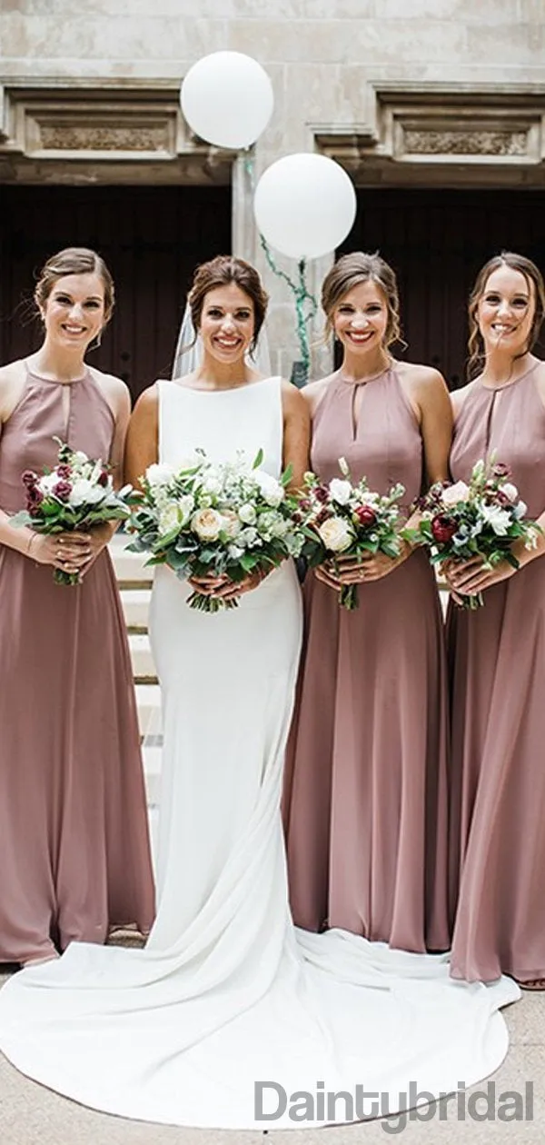 Sleeveless Chiffon A-line Floor Length Long Bridesmaid Dresses.DB10231