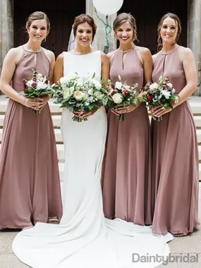 Sleeveless Chiffon A-line Floor Length Long Bridesmaid Dresses.DB10231