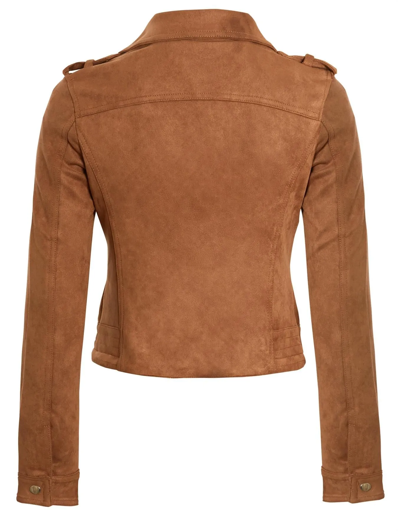 Slim Fit Premium Faux Suede Biker Jacket, Black, Tan, UK Sizes 8 to 14