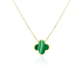 Small Malachite Single Clover Necklace