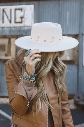 Starling Studded Fedora Hat - Ivory