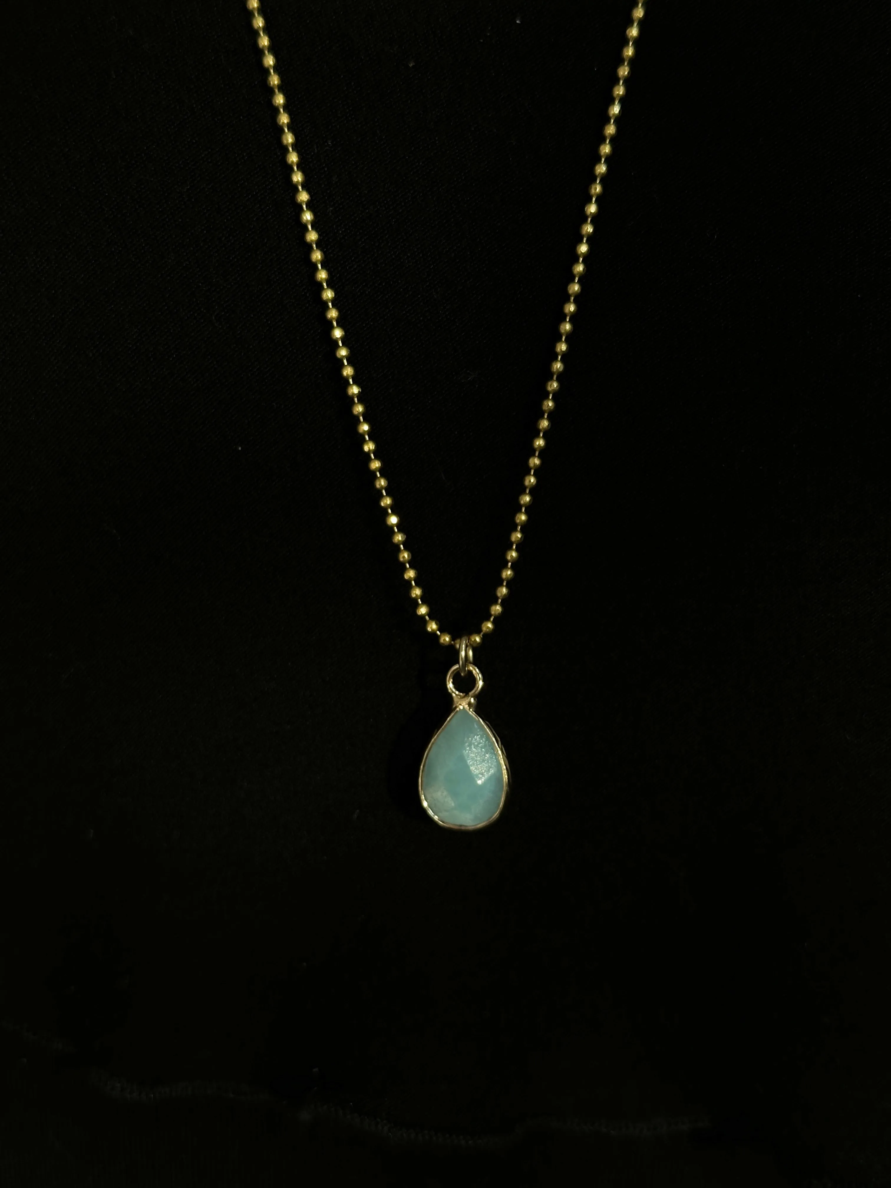 Tear Drop Semi-Precious Charm Long Necklace