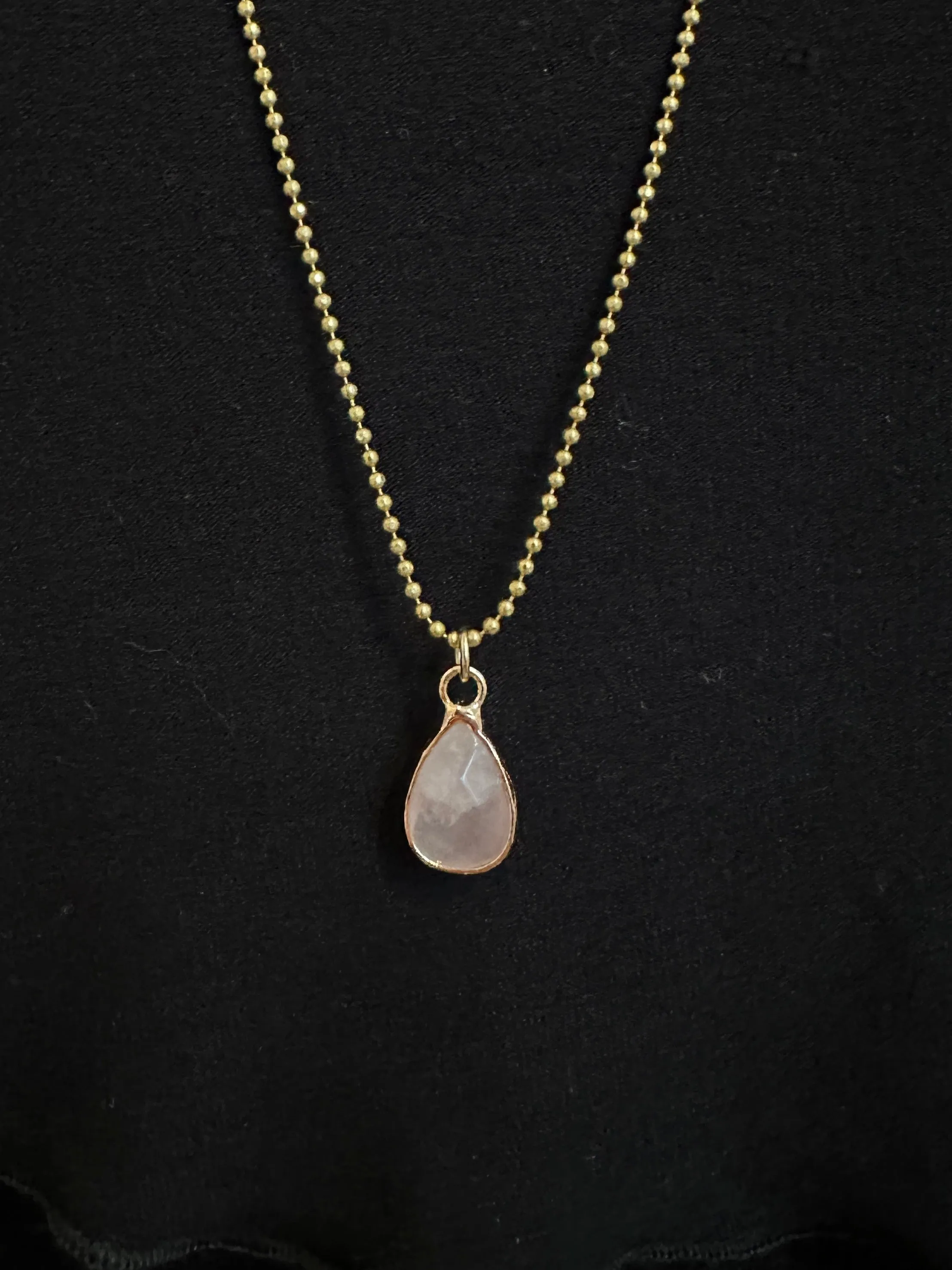 Tear Drop Semi-Precious Charm Long Necklace