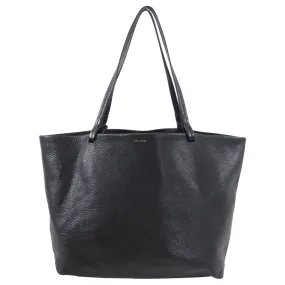 The Row Black Leather Park Three Tote Bag