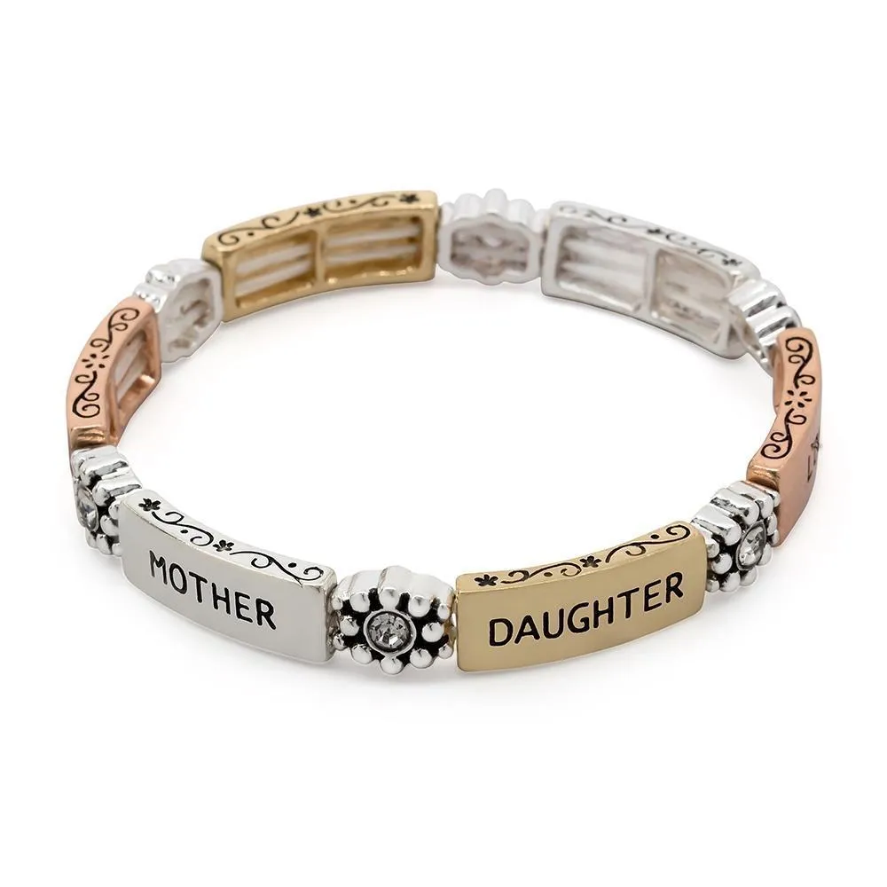 Three Tone Mother Daughter Stretch Bracelet