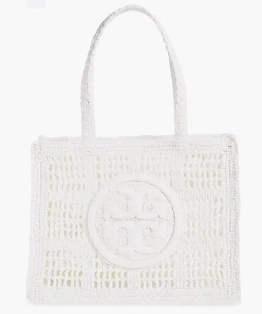 Tory Burch Ella Hand Crocheted Small Tote - White