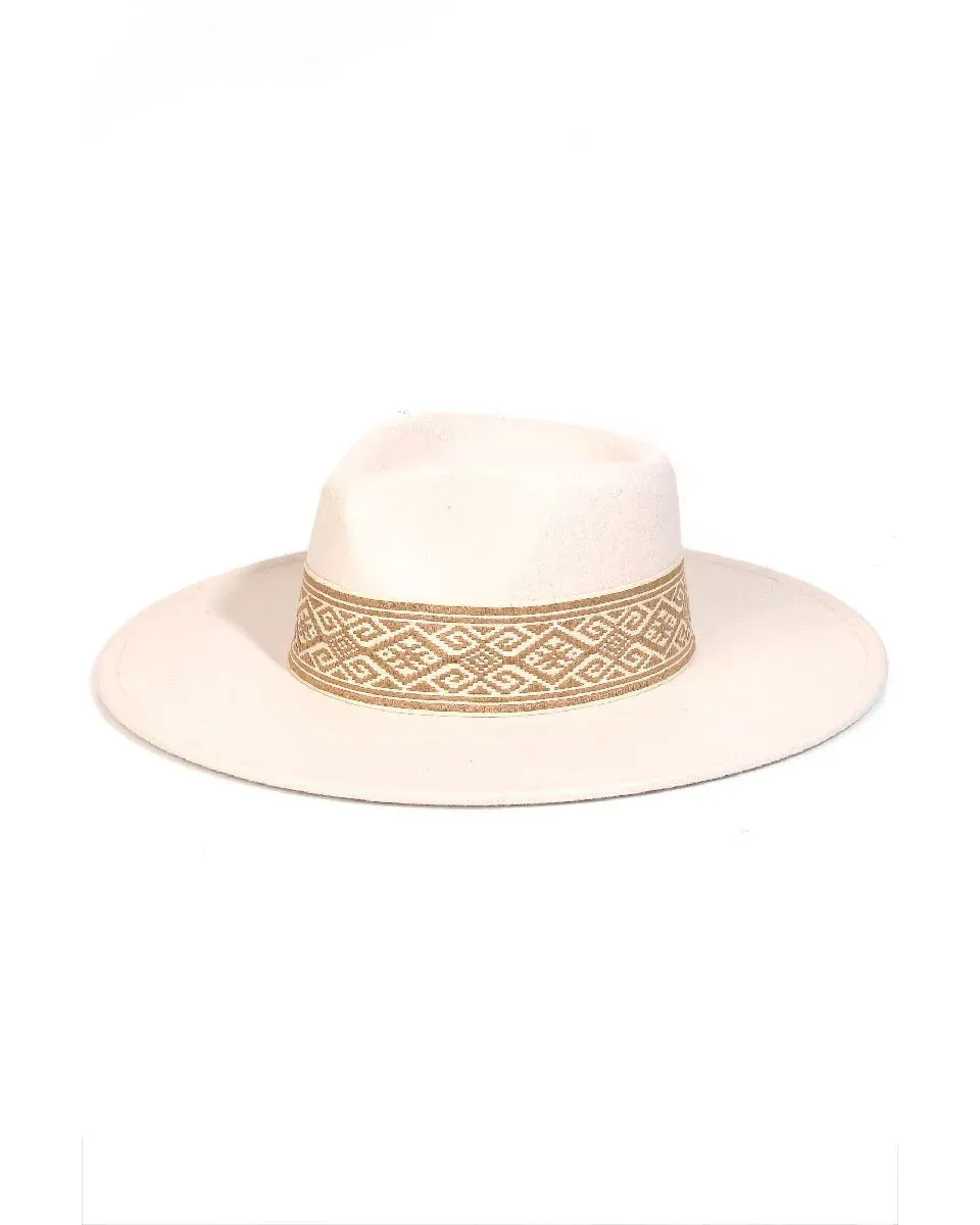 Tribal Pattern Ribbon Strap Fedora Hat