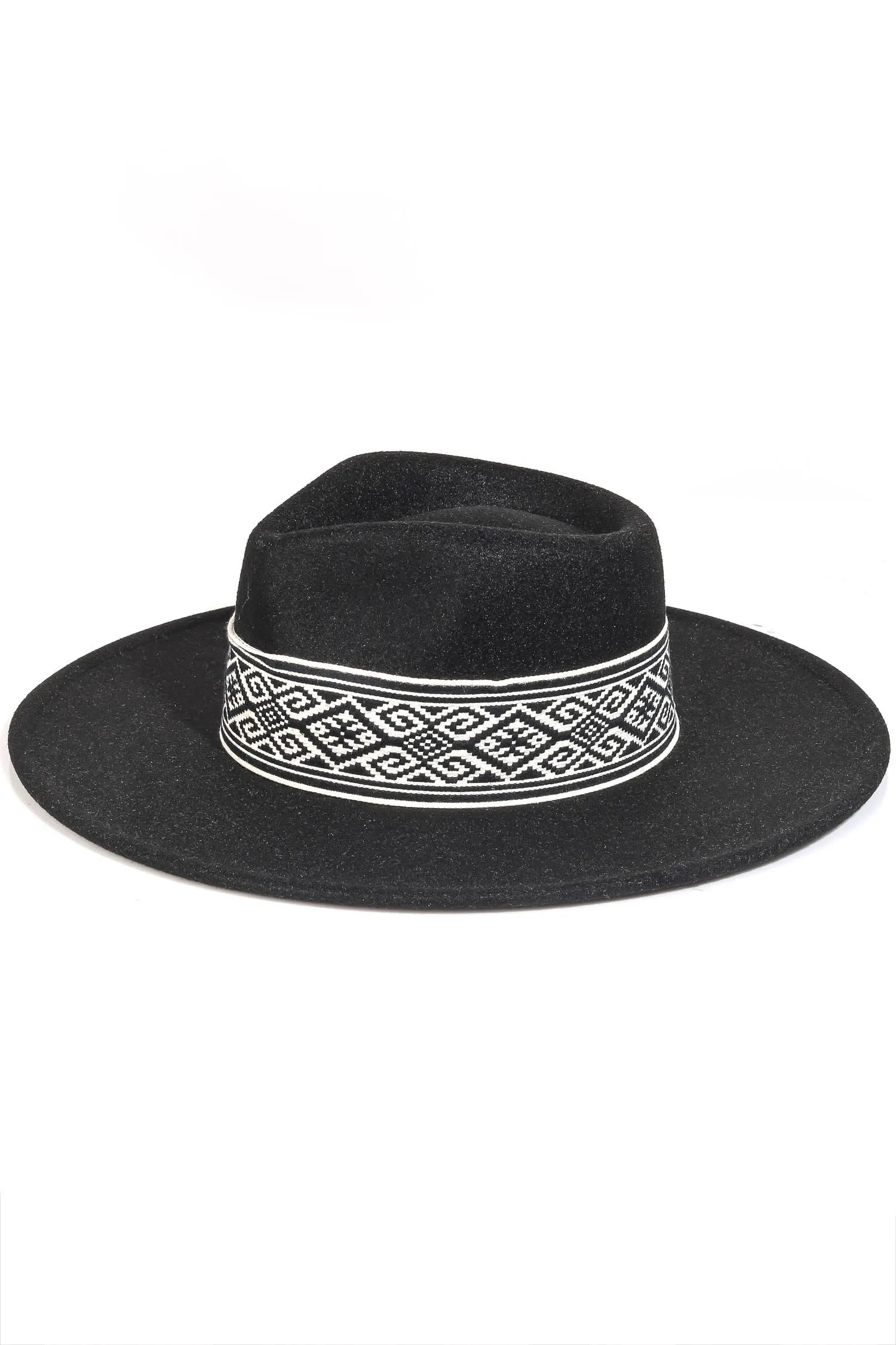 Tribal Pattern Ribbon Strap Fedora Hat