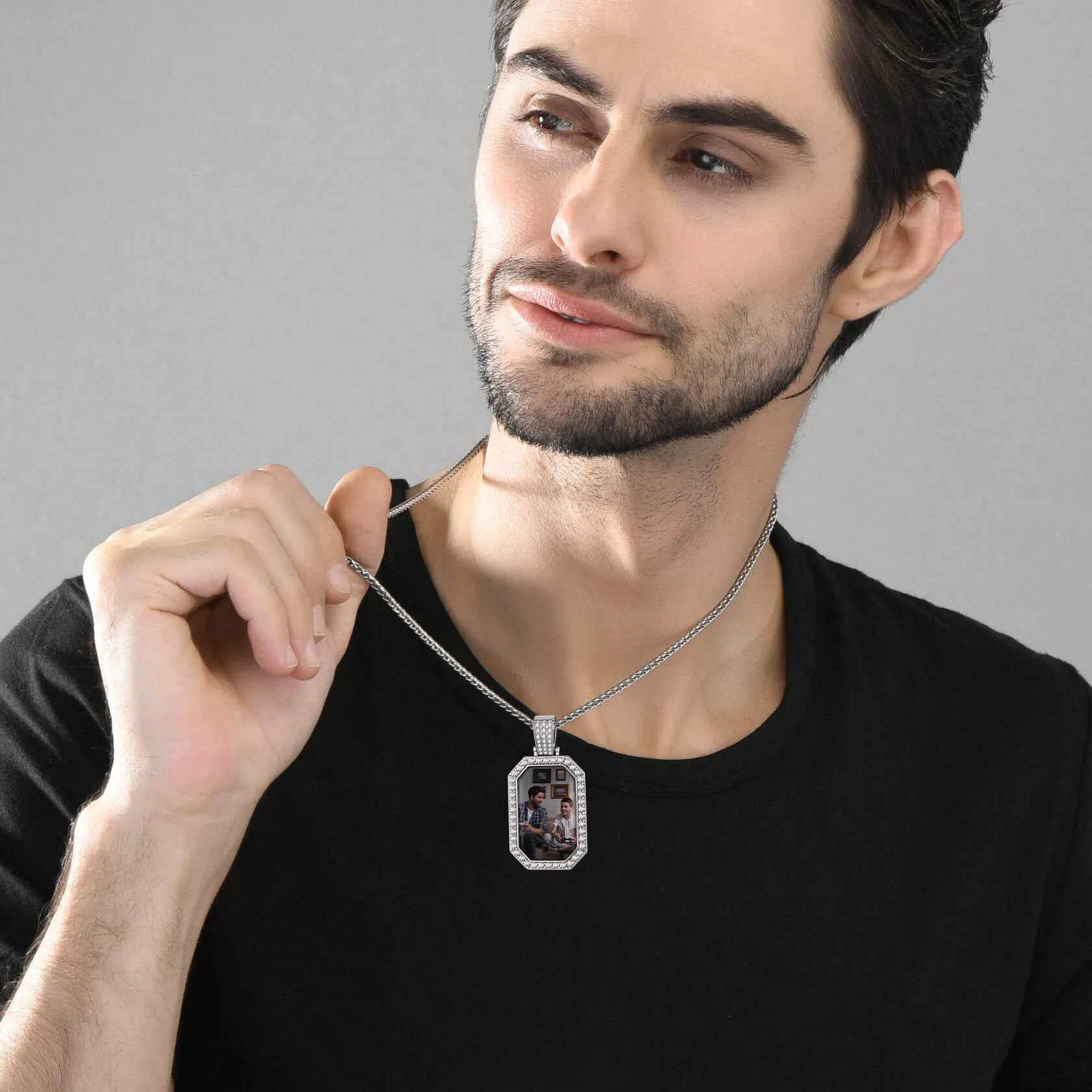 U7 Jewelry Photo Necklace Picture Pendant for Men Women Personalized Custom Memory Necklaces