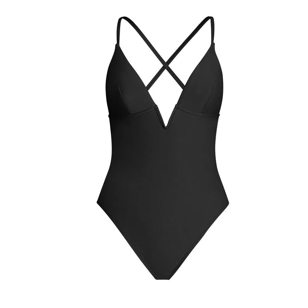 V-Wire Cross Back One-piece Swimsuit