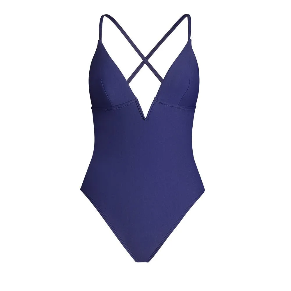 V-Wire Cross Back One-piece Swimsuit