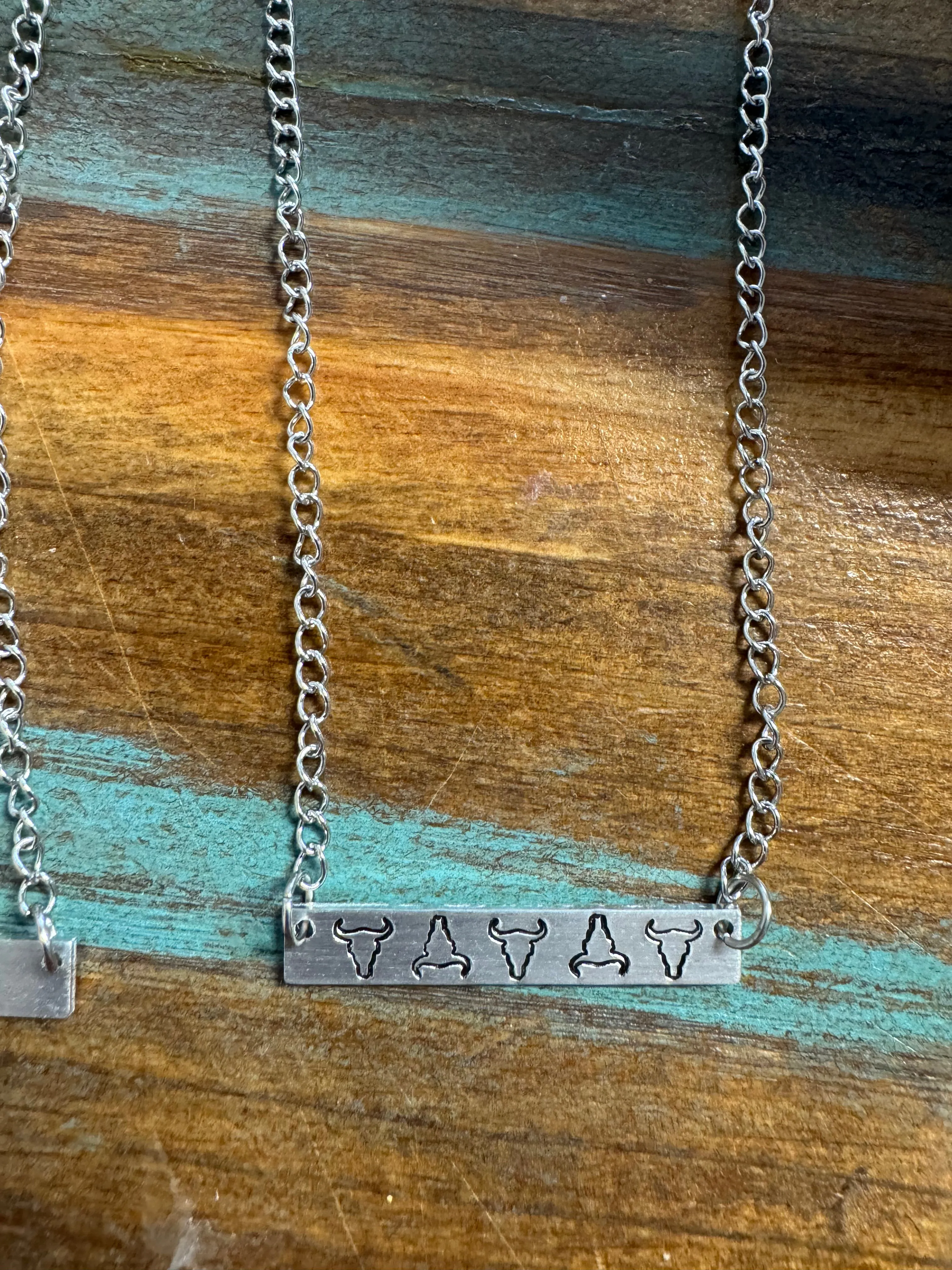 Western Single Bar Engraved Necklaces