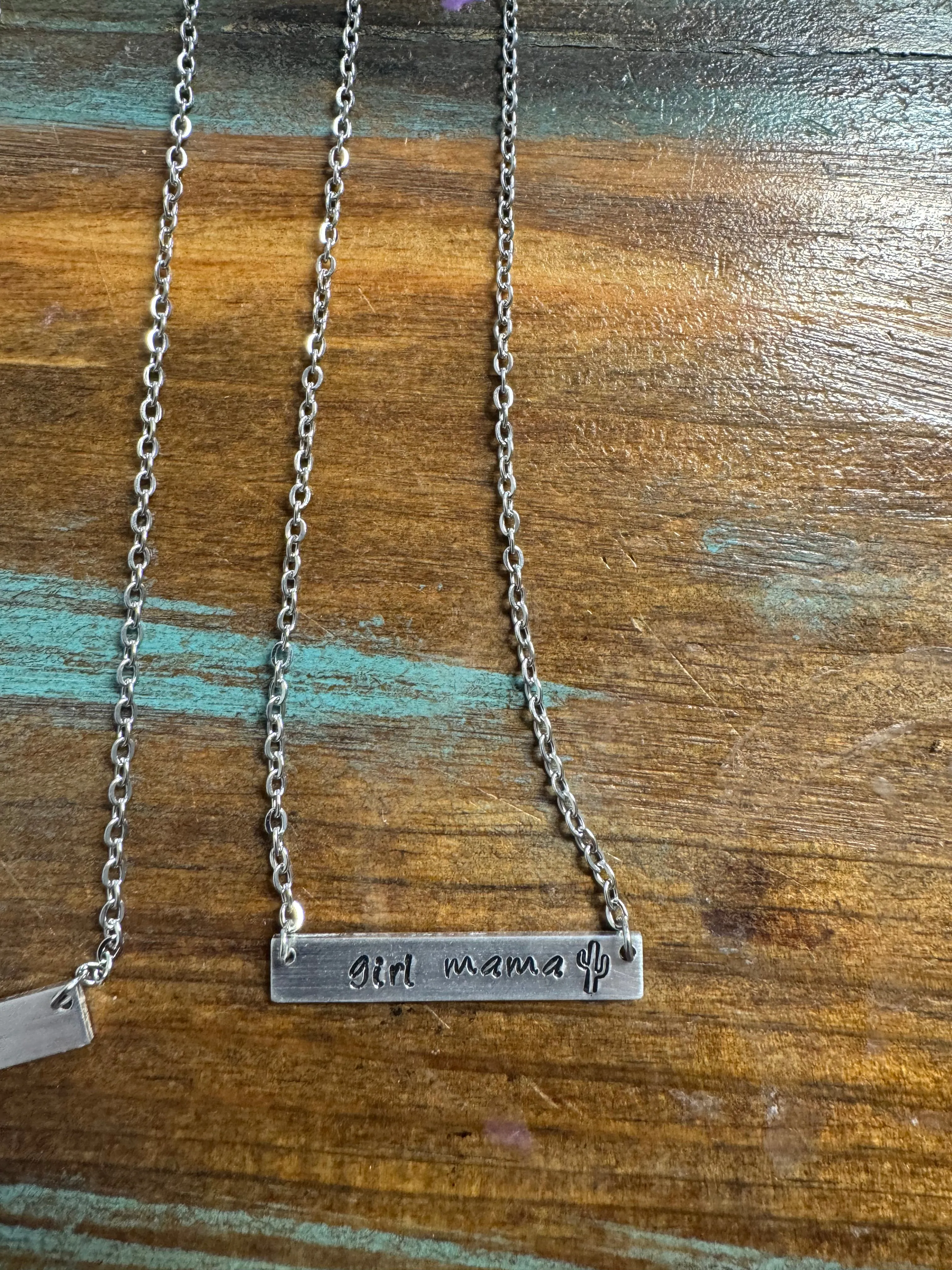 Western Single Bar Engraved Necklaces