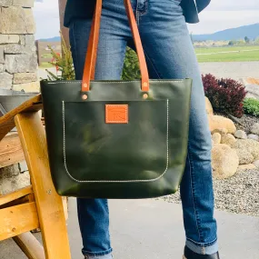 Westwood Green Leather Tote Bag