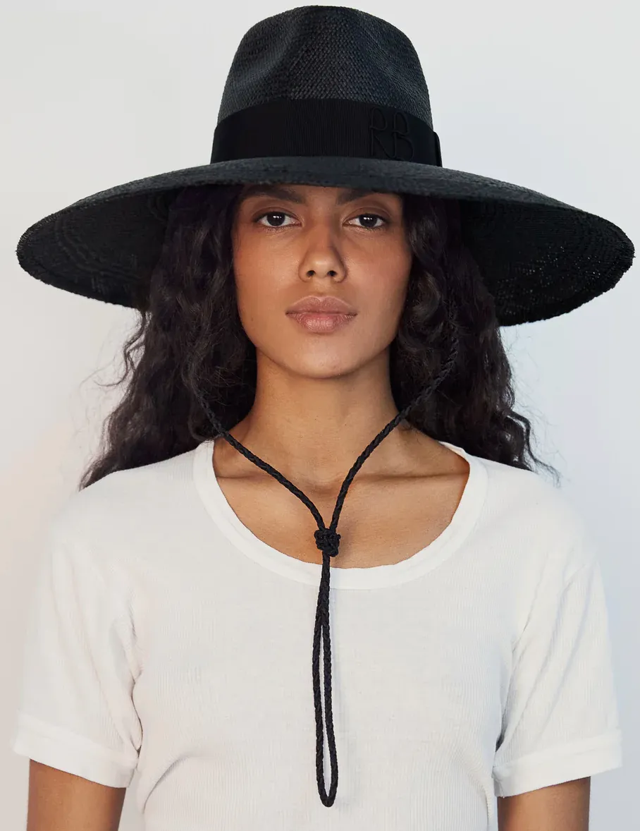 Wide-Brimmed Straw Fedora Hat