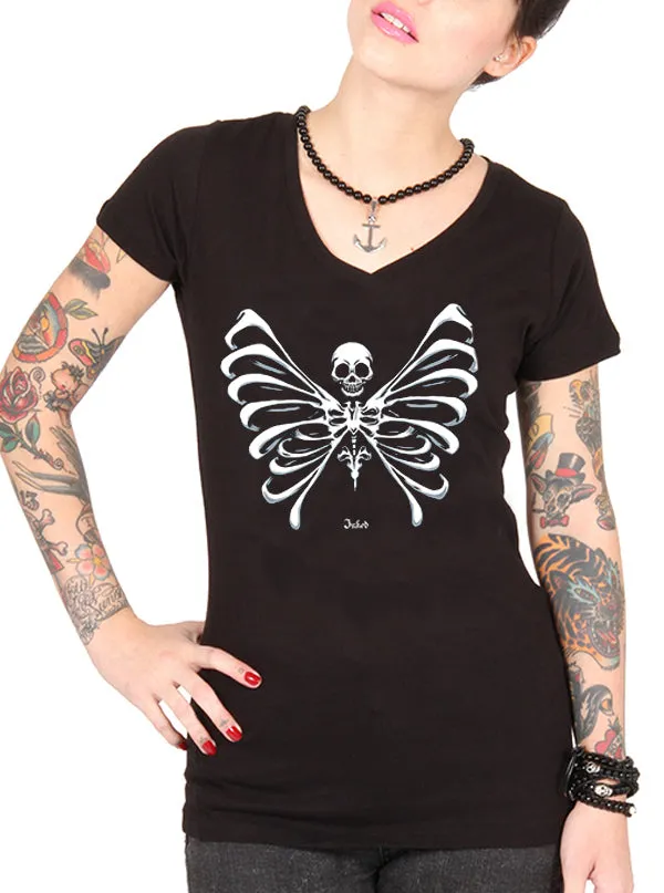 Women's Bone Butterfly V-Neck Tee