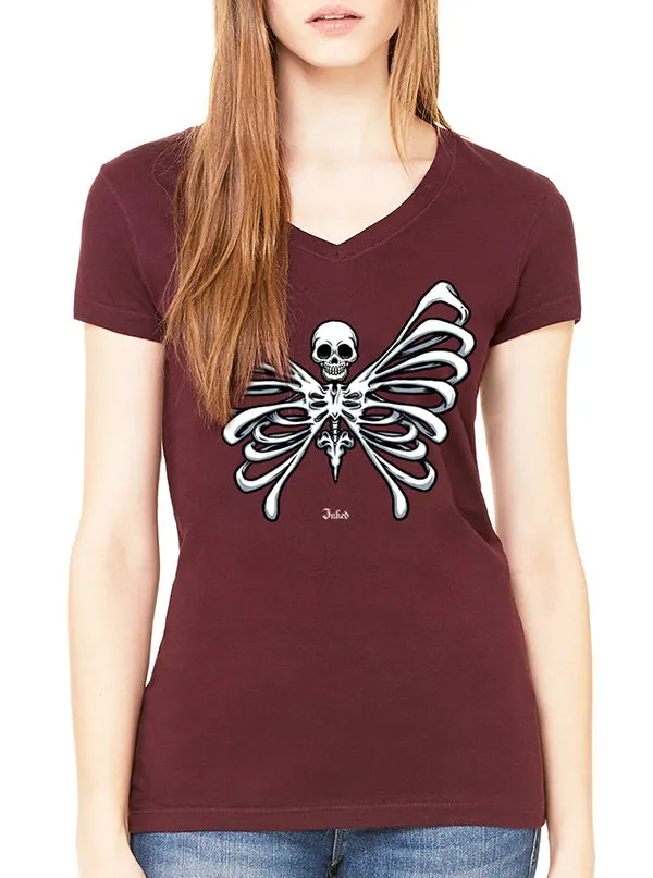 Women's Bone Butterfly V-Neck Tee