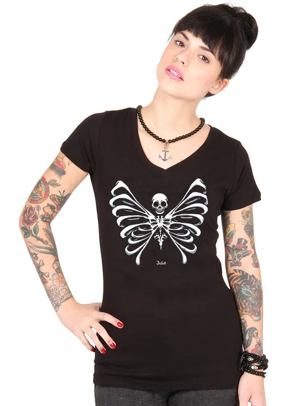 Women's Bone Butterfly V-Neck Tee