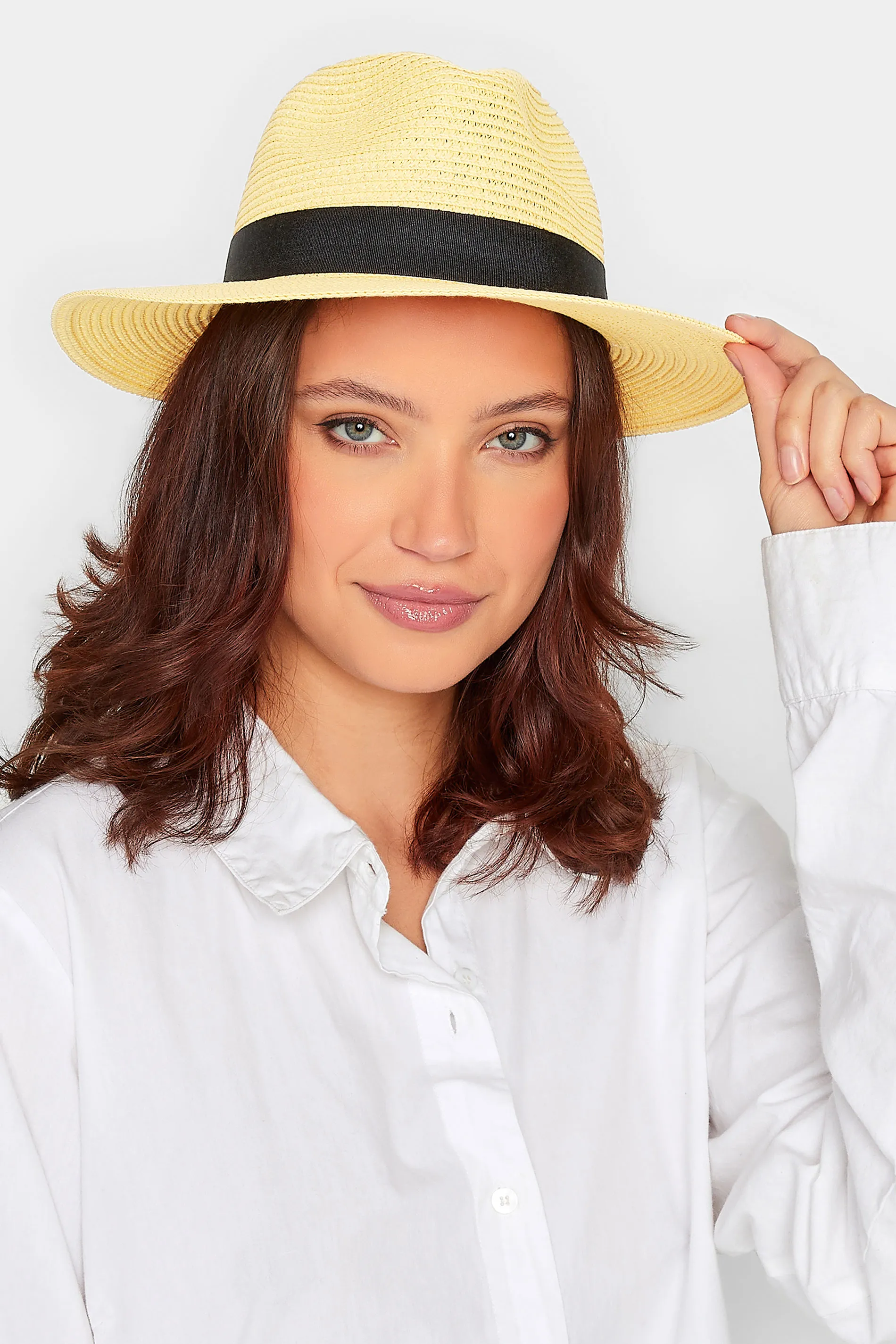 Yellow Straw Fedora Hat