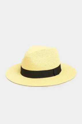 Yellow Straw Fedora Hat