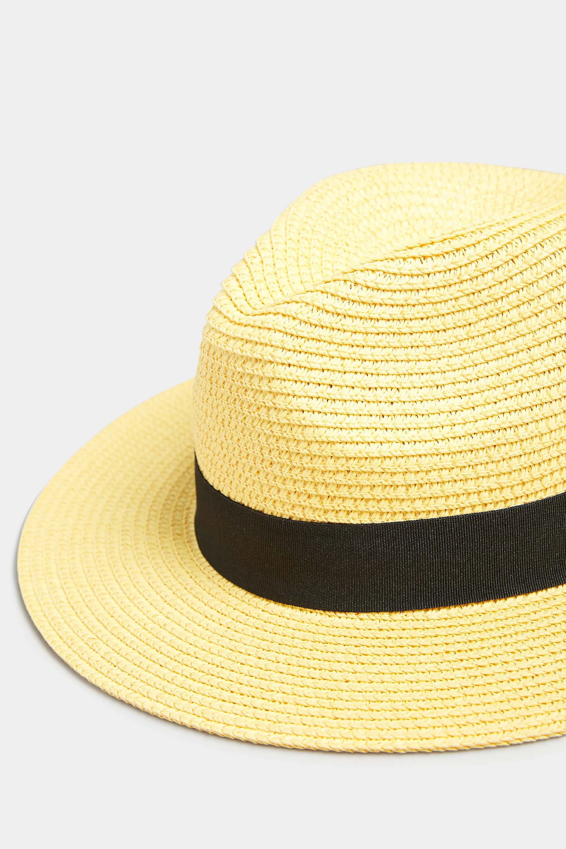 Yellow Straw Fedora Hat