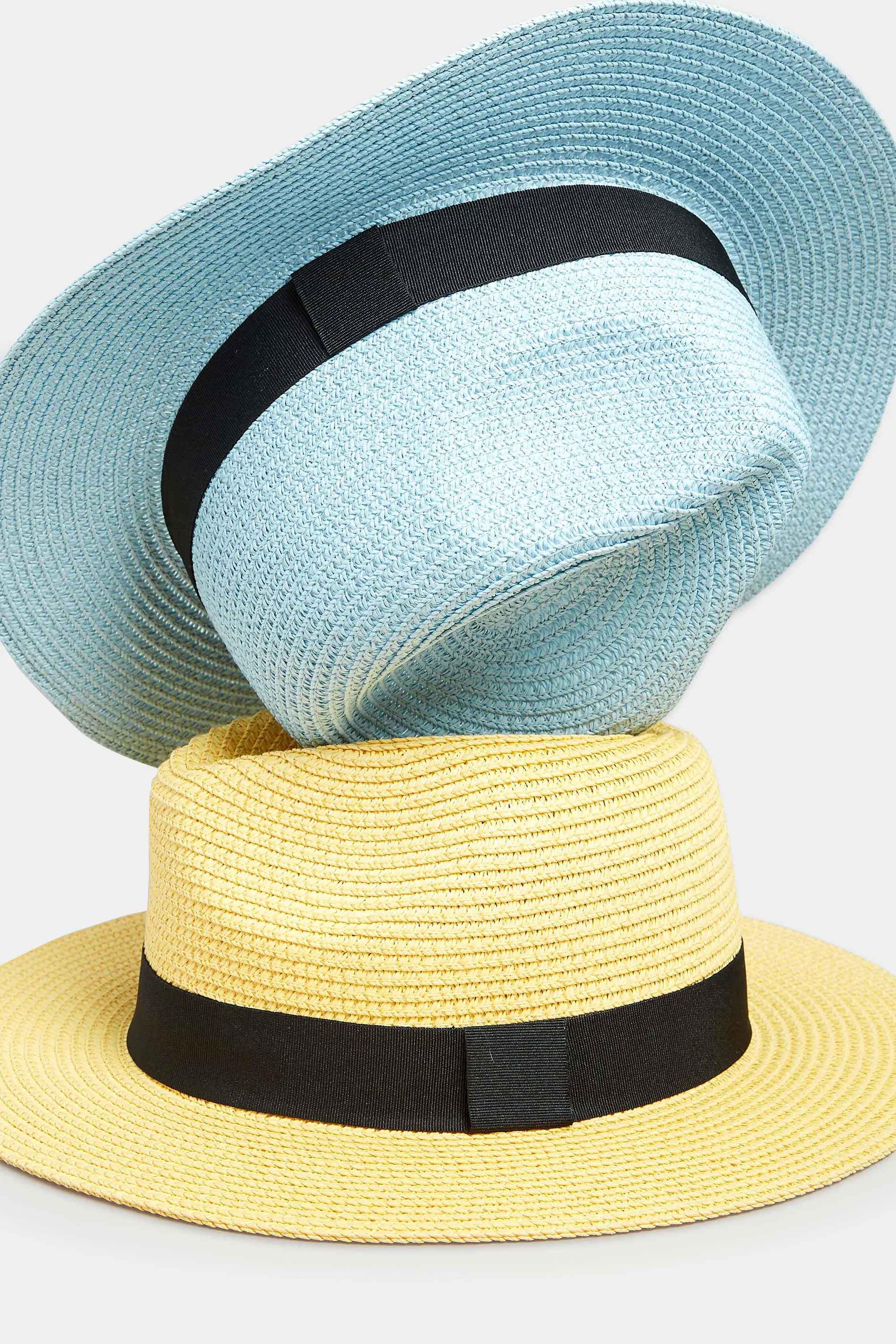 Yellow Straw Fedora Hat